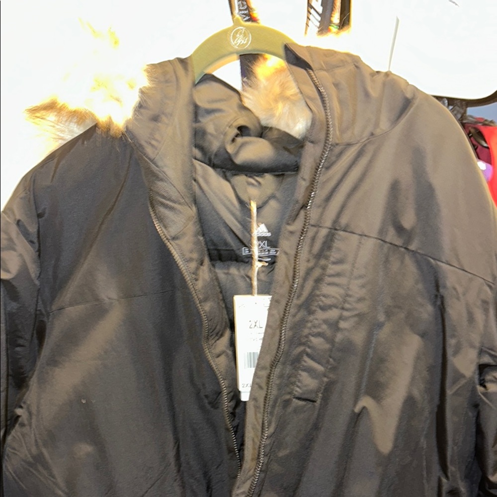 Adidas Black Puffer Jacket with High Collar